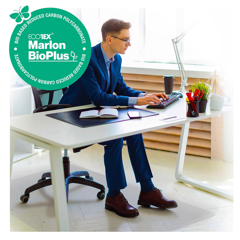 Floortex Ecotex BioPlus Hard Floor Chair Mat, 45" x 53", Clear Bio Based Polycarbonate (NRCMFLBS0003)