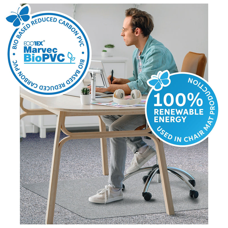 Floortex Ecotex Carpet Chair Mat, 29" x 47", Designed for Low-Pile Carpet, Clear Marvec BioPVC (NCCMFLFG0001)