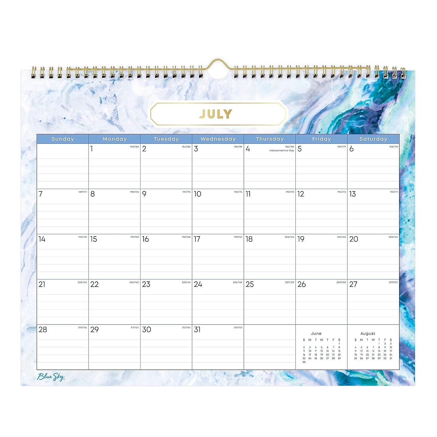 2025-2026 Blue Sky Gemma 15" x 12" Academic Monthly Wall Calendar, White/Blue (BLS147010)