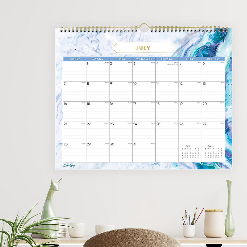 2025-2026 Blue Sky Gemma 15" x 12" Academic Monthly Wall Calendar, White/Blue (BLS147010)