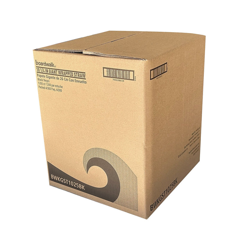 Boardwalk Individually Wrapped Black Plastic Straws, 1200/Carton (BWKGST1025BK)