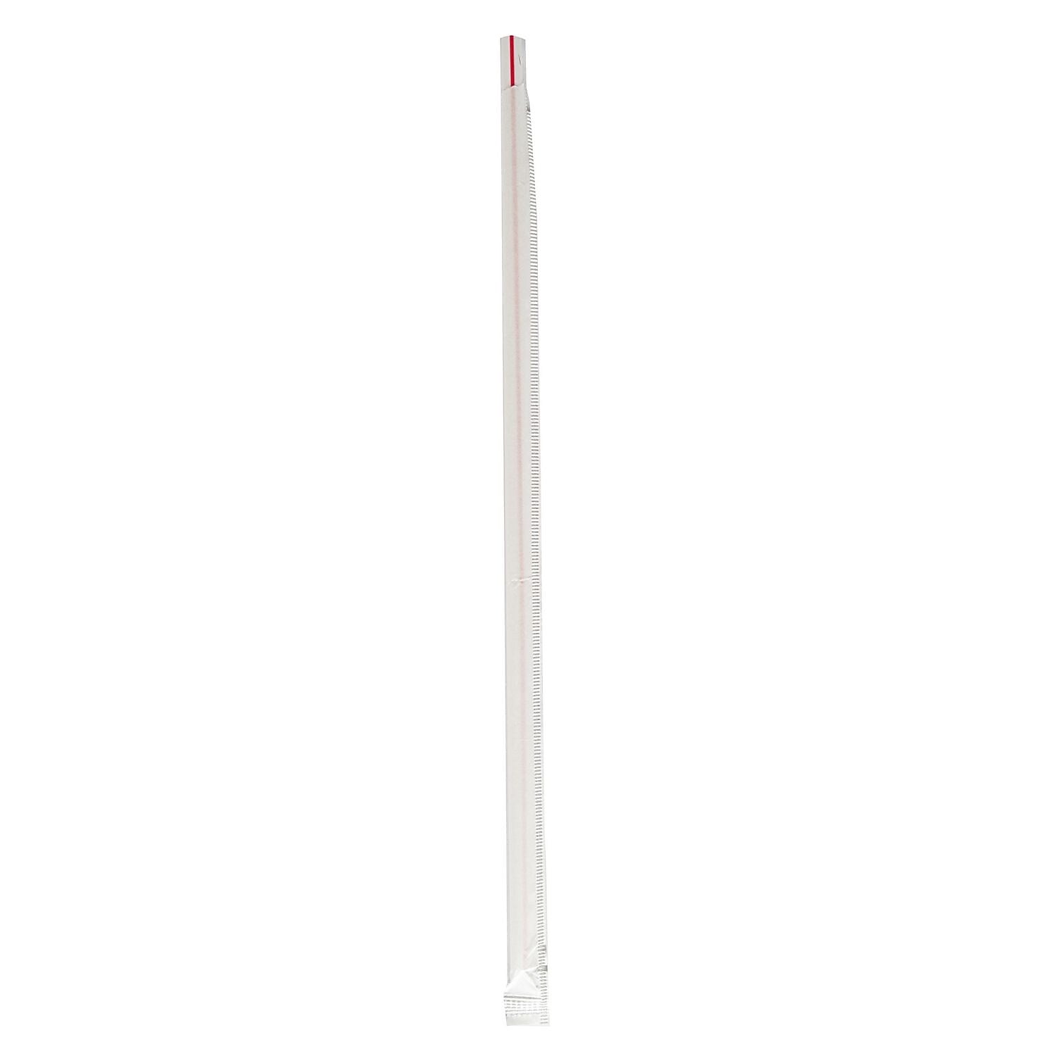 Boardwalk Individually Wrapped Red/White Striped Plastic Straws, 2000/Carton (BWKJSTW1025RW)