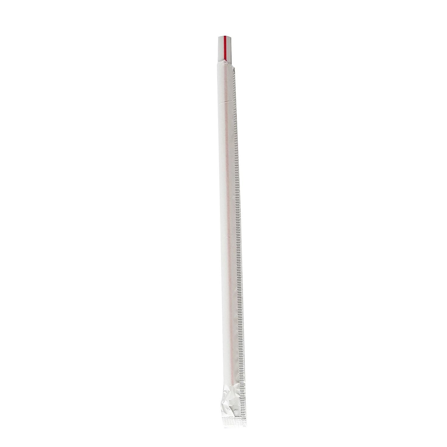 Boardwalk Individually Wrapped Red/White Striped Plastic Straws, 7200/Carton (BWKGSTW775RW)