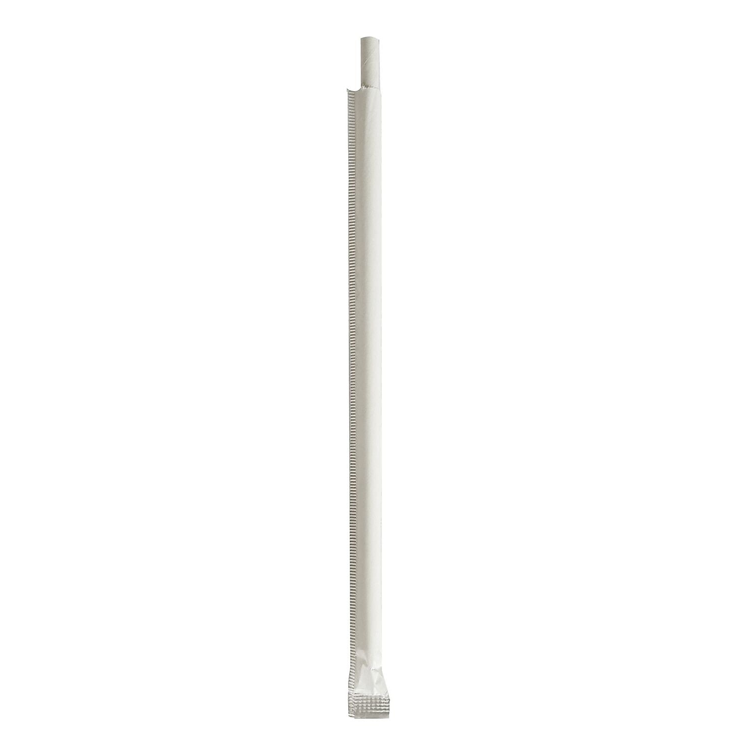 Boardwalk Individually Wrapped White Paper Straws, 1280/Carton (BWKPPRSTRWIW)