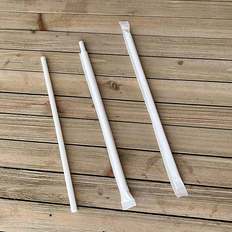 Boardwalk Individually Wrapped White Paper Straws, 1280/Carton (BWKPPRSTRWIW)