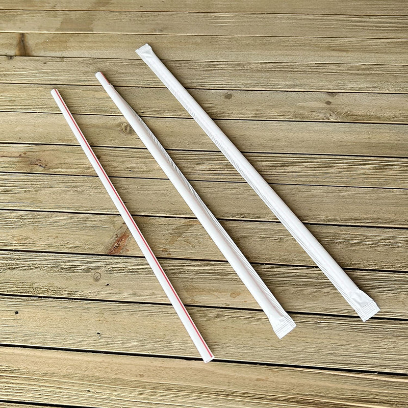 Boardwalk Individually Wrapped Red/White Striped Plastic Straws, 1200/Carton (BWKGST1025RW)