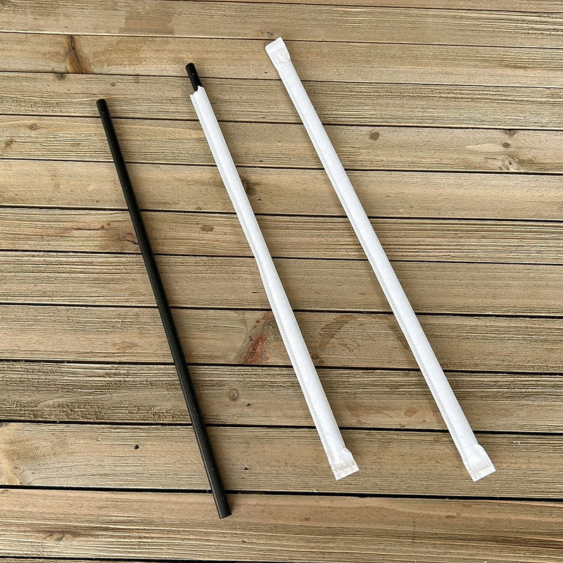 Boardwalk Individually Wrapped Black Plastic Straws, 2000/Carton (BWKJSTW1025BK)