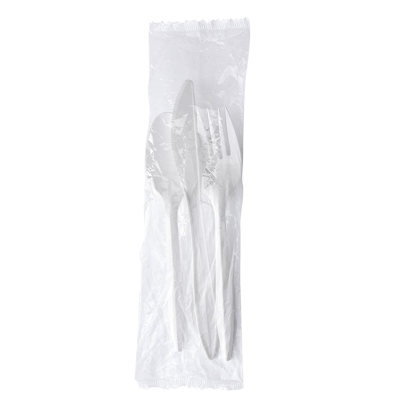 Boardwalk Individually Wrapped Plastic Cutlery Sets, Medium-Weight, White, 250 Pieces/Carton (BWK3KITWHPS)