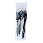 Boardwalk Individually Wrapped Plastic Cutlery Sets, Medium-Weight, Black, 250 Pieces/Carton (BWK4KITBLPP)