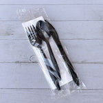 Boardwalk Individually Wrapped Plastic Cutlery Sets, Medium-Weight, Black, 250 Pieces/Carton (BWK4KITBLPP)
