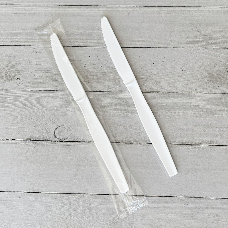 Boardwalk Individually Wrapped Plastic Knives, Heavy-Weight, White, 1000 Pieces/Carton (BWKKNIFEWHPSIW)