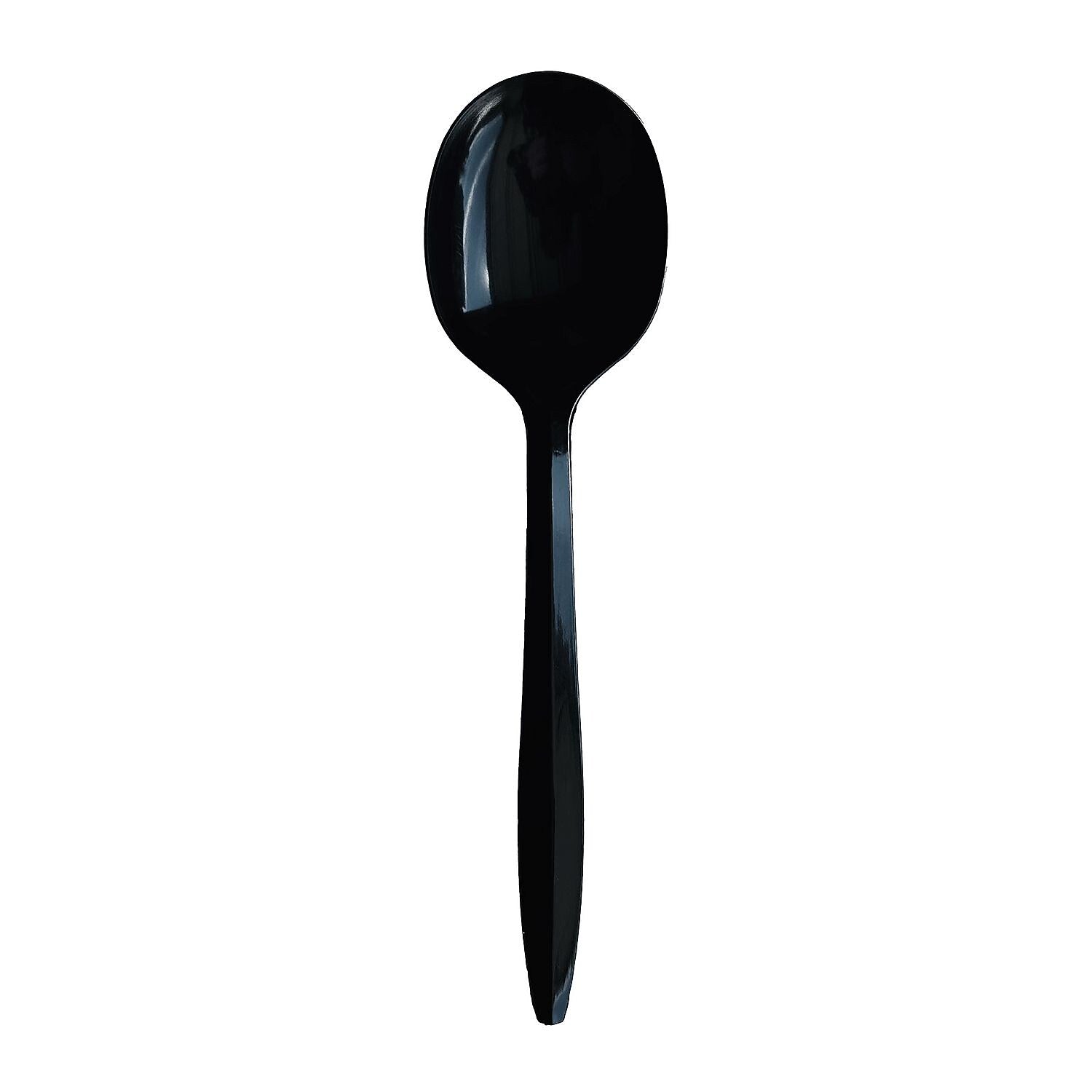 Boardwalk Individually Wrapped Plastic Soup Spoons, Medium-Weight, Black, 1000 Pieces/Carton (BWKSOUPBLPPIW)