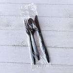 Boardwalk Individually Wrapped Plastic Cutlery Sets, Medium-Weight, Black, 250 Pieces/Carton (BWK3KITBLPP)