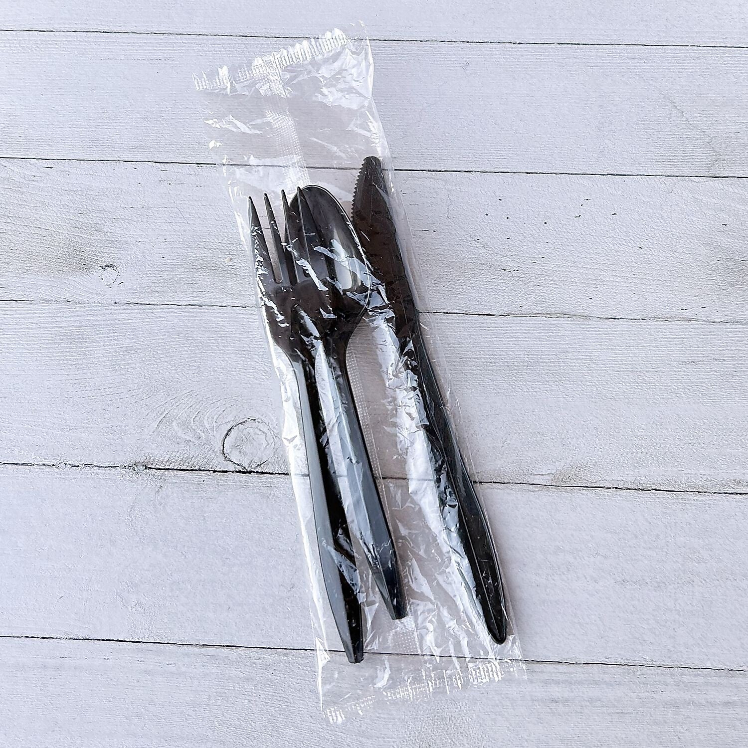 Boardwalk Individually Wrapped Plastic Cutlery Sets, Medium-Weight, Black, 250 Pieces/Carton (BWK3KITBLPP)