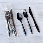 Boardwalk Individually Wrapped Plastic Cutlery Sets, Medium-Weight, Black, 250 Pieces/Carton (BWK3KITBLPP)
