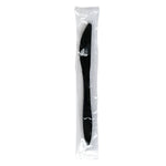 Boardwalk Individually Wrapped Plastic Knives, Medium-Weight, Black, 1000 Pieces/Carton (BWKKNIFEBLPPIW)