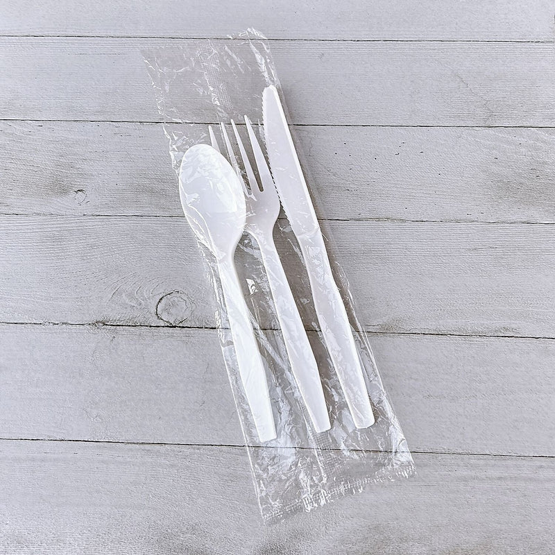 Boardwalk Individually Wrapped Plastic Cutlery Sets, Heavy-Weight, White, 250 Pieces/Carton (BWK3KITHVYWH)