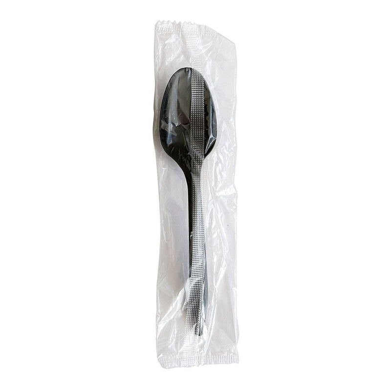 Boardwalk Individually Wrapped Plastic Tea Spoons, Medium-Weight, Black, 1000 Pieces/Carton (BWKSPOONBLPPIW)