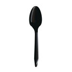 Boardwalk Individually Wrapped Plastic Tea Spoons, Medium-Weight, Black, 1000 Pieces/Carton (BWKSPOONBLPPIW)