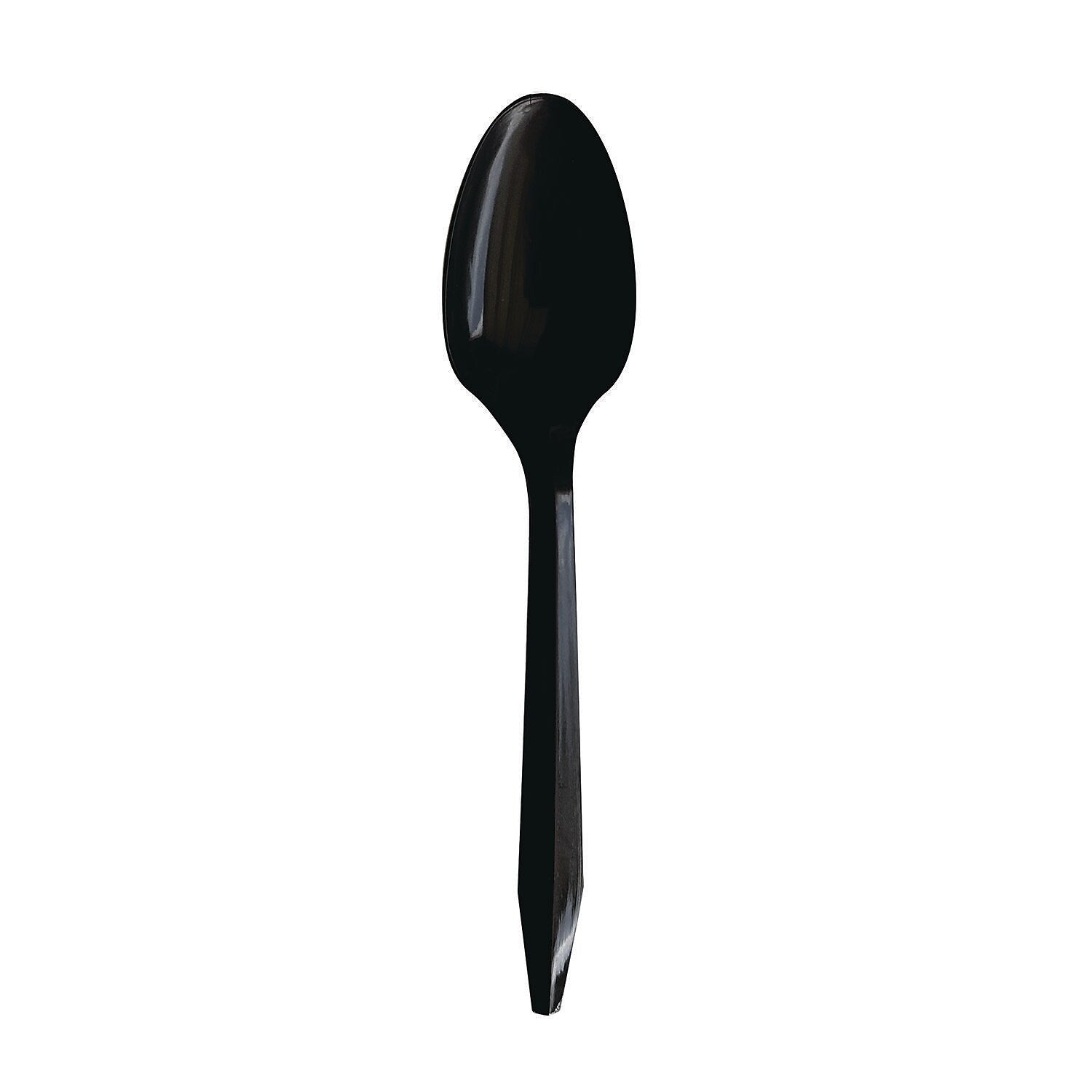 Boardwalk Individually Wrapped Plastic Tea Spoons, Medium-Weight, Black, 1000 Pieces/Carton (BWKSPOONBLPPIW)