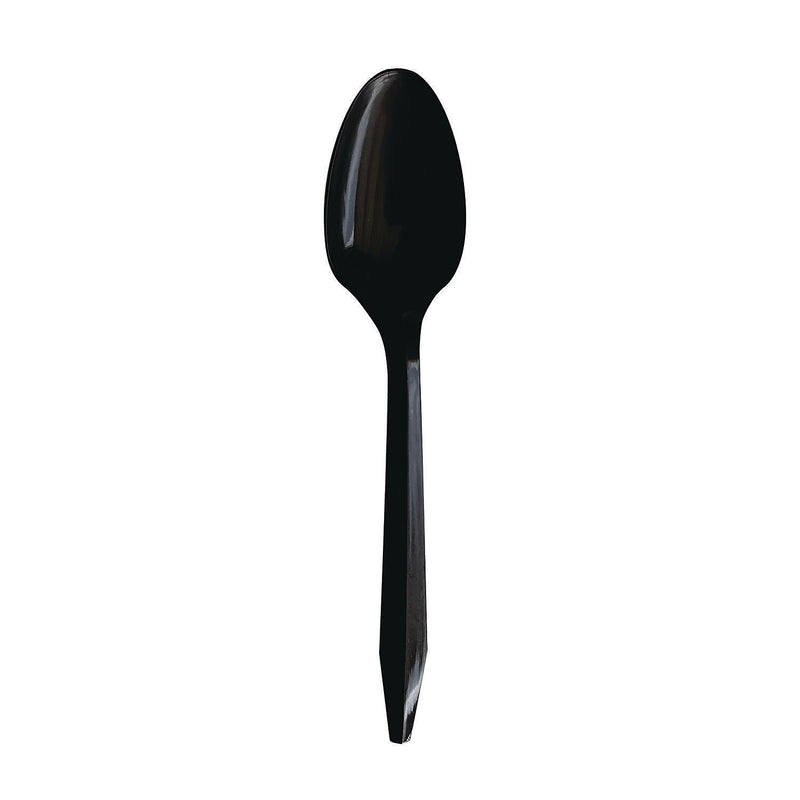 Boardwalk Individually Wrapped Plastic Tea Spoons, Medium-Weight, Black, 1000 Pieces/Carton (BWKSPOONBLPPIW)