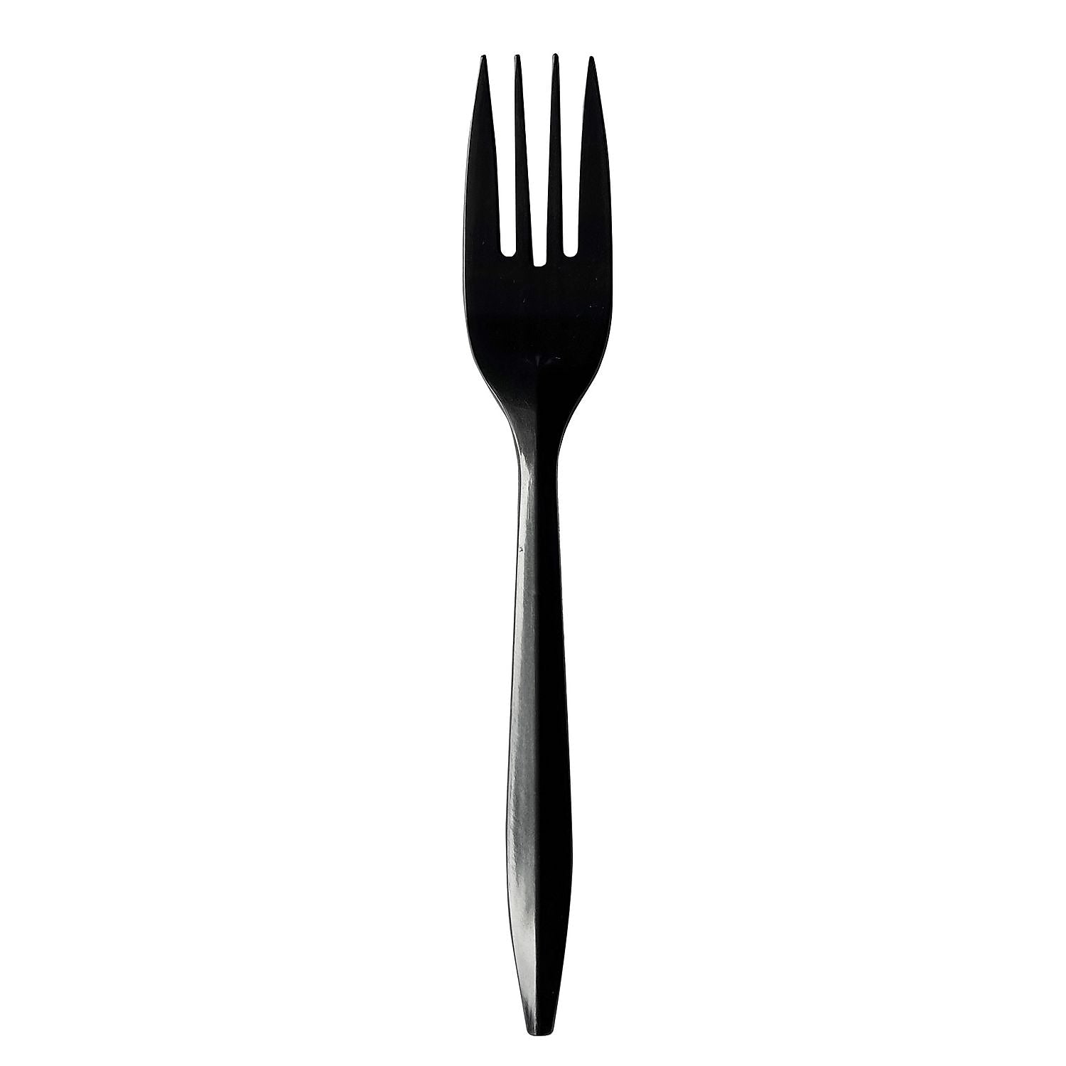 Boardwalk Plastic Forks, Medium-Weight, Black, 1000 Pieces/Carton (BWKFORKBLPP)