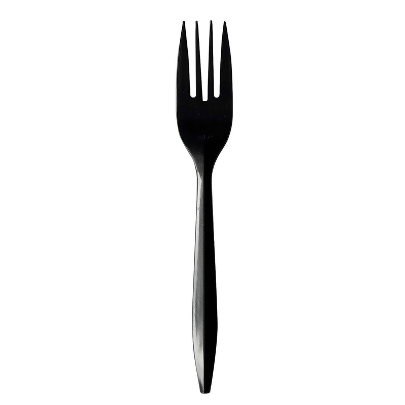 Boardwalk Plastic Forks, Medium-Weight, Black, 1000 Pieces/Carton (BWKFORKBLPP)