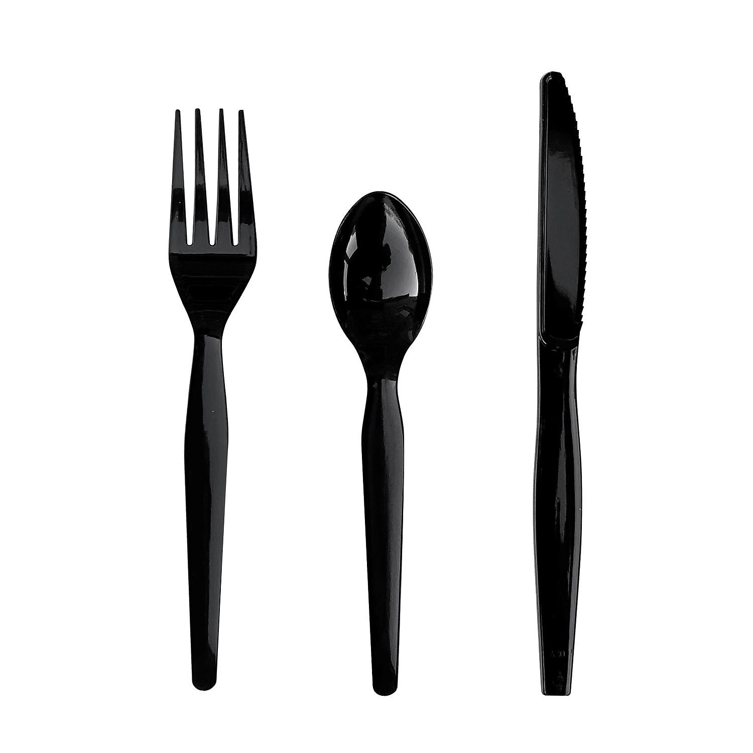 Boardwalk Individually Wrapped Plastic Cutlery Sets, Heavy-Weight, Black, 250 Pieces/Carton (BWK3KITHVYBL)