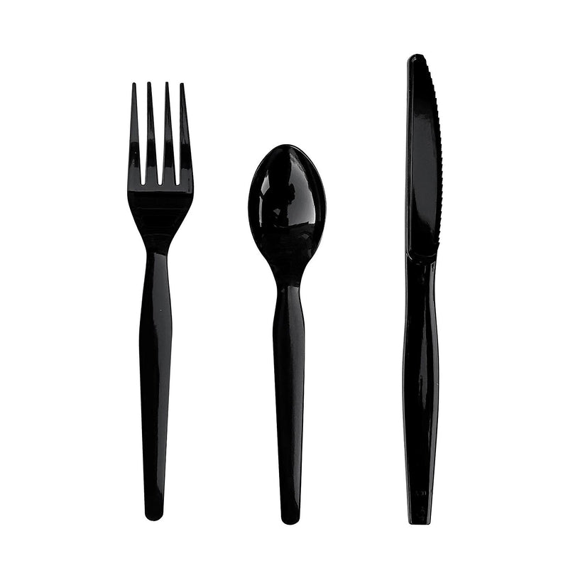 Boardwalk Individually Wrapped Plastic Cutlery Sets, Heavy-Weight, Black, 250 Pieces/Carton (BWK3KITHVYBL)