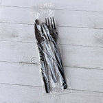 Boardwalk Individually Wrapped Plastic Cutlery Sets, Heavy-Weight, Black, 250 Pieces/Carton (BWK3KITHVYBL)