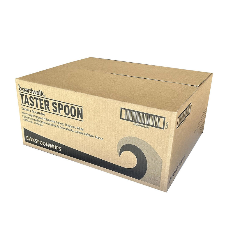 Boardwalk Individually Wrapped Plastic Tea Spoons, Heavy-Weight, White, 1000 Pieces/Carton (BWKSPOONWHPS)