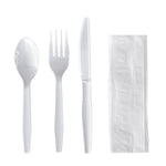 Boardwalk Individually Wrapped Plastic Cutlery Sets, Medium-Weight, White, 250 Pieces/Carton (BWK4KITWHPS)
