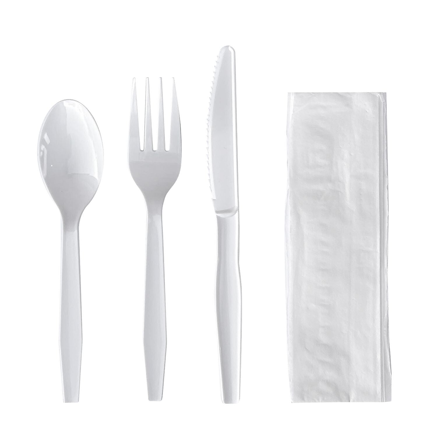 Boardwalk Individually Wrapped Plastic Cutlery Sets, Medium-Weight, White, 250 Pieces/Carton (BWK4KITWHPS)