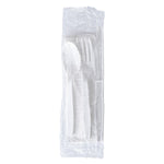 Boardwalk Individually Wrapped Plastic Cutlery Sets, Medium-Weight, White, 250 Pieces/Carton (BWK4KITWHPS)