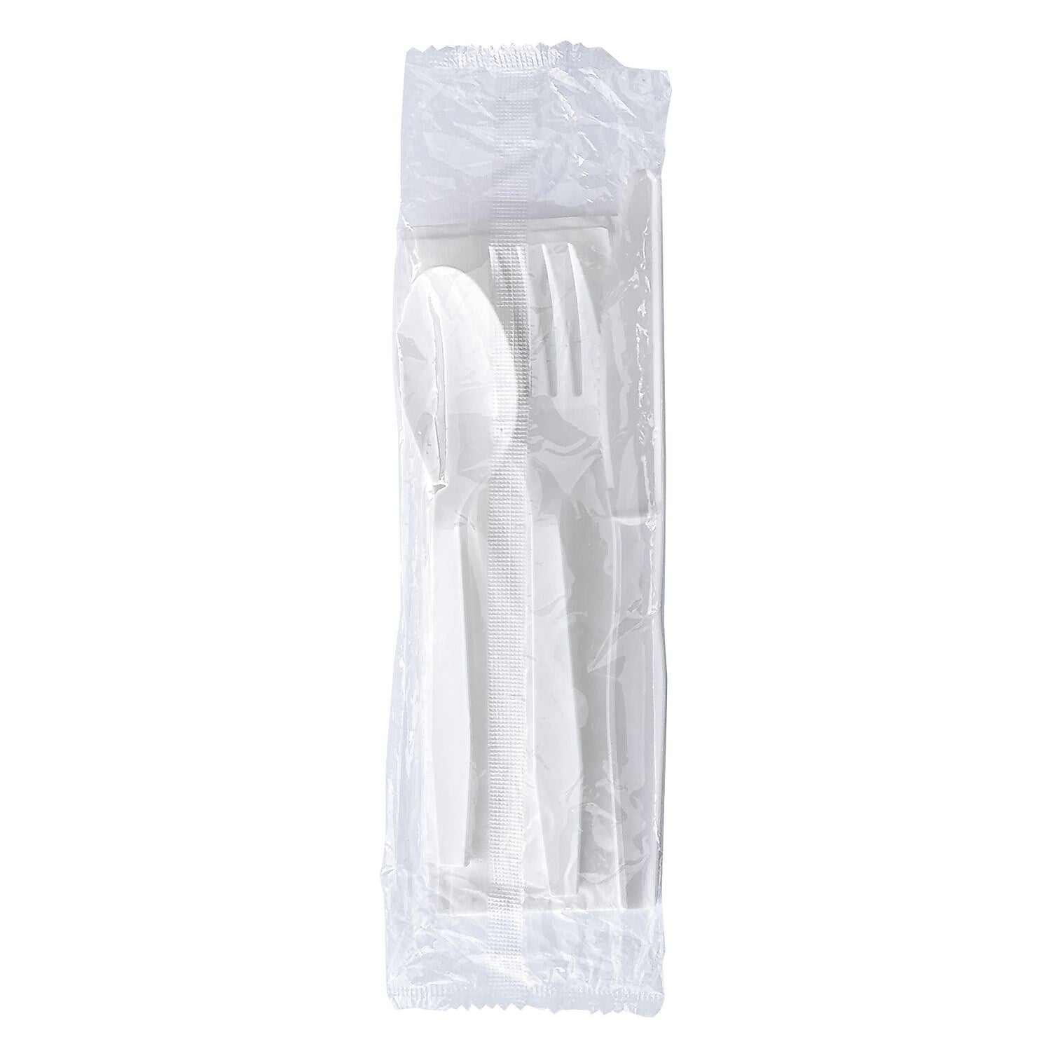Boardwalk Individually Wrapped Plastic Cutlery Sets, Medium-Weight, White, 250 Pieces/Carton (BWK4KITWHPS)