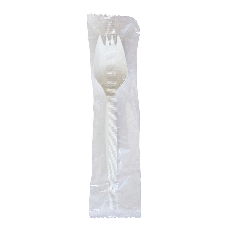 Boardwalk Individually Wrapped Plastic Sporks, Medium-Weight, White, 1000 Pieces/Carton (BWKSPORKWHPPIW)