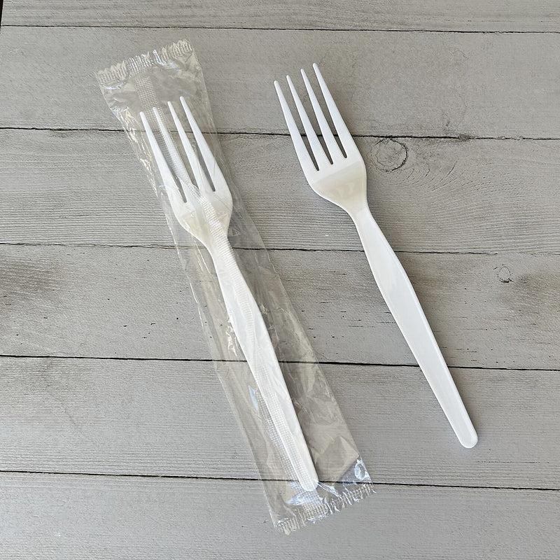 Boardwalk Individually Wrapped Plastic Forks, Heavy-Weight, White, 1000 Pieces/Carton (BWKFORKWHPSIW)