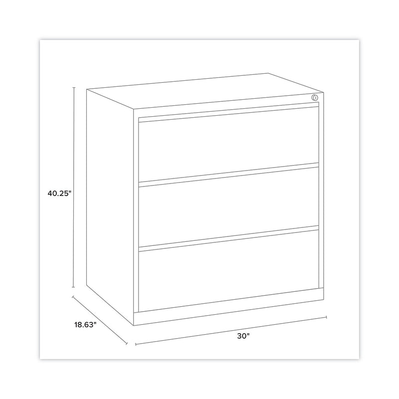 Alera Commercial 3-Drawer Lateral File Cabinet, Letter/Legal Size, Lockable, 40.25"H x 30"W x 18.62"D, Black (HLF3041BL)