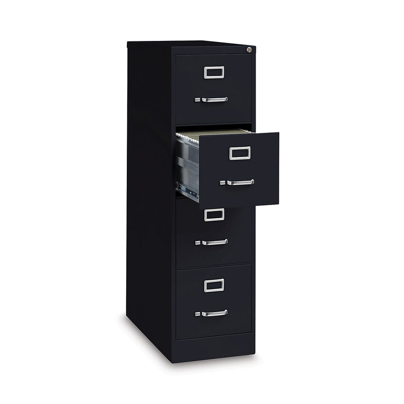 Alera Commercial 4-Drawer Vertical File Cabinet, Letter Size, Lockable, 52"H x 15"W x 26.5"D, Black (HVF152652BL)