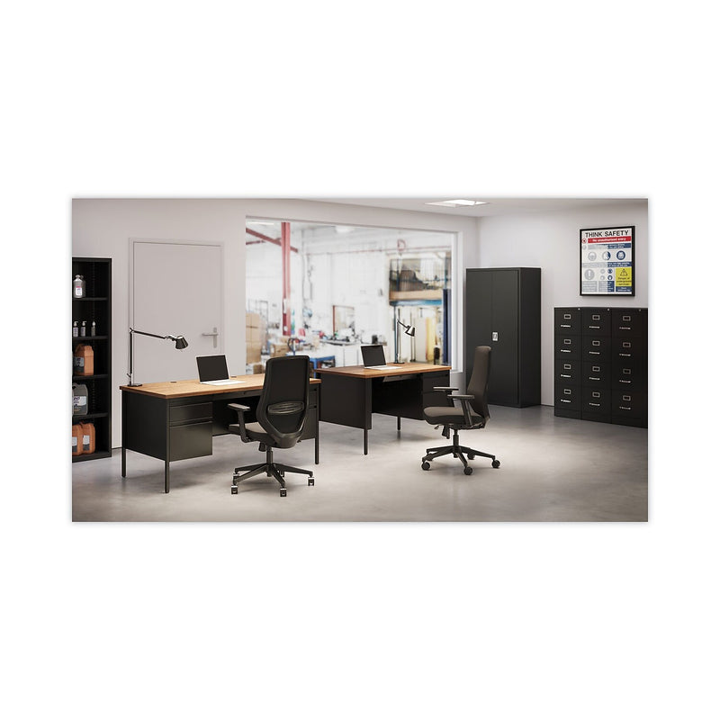 Alera Commercial 4-Drawer Vertical File Cabinet, Letter Size, Lockable, 52"H x 15"W x 26.5"D, Black (HVF152652BL)