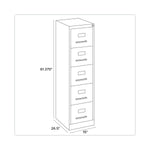 Alera Commercial 5-Drawer Vertical File Cabinet, Letter Size, Lockable, 61.37"H x 15"W x 26.5"D, Putty (HVF1562PY)