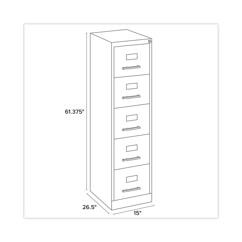 Alera Commercial 5-Drawer Vertical File Cabinet, Letter Size, Lockable, 61.37"H x 15"W x 26.5"D, Putty (HVF1562PY)