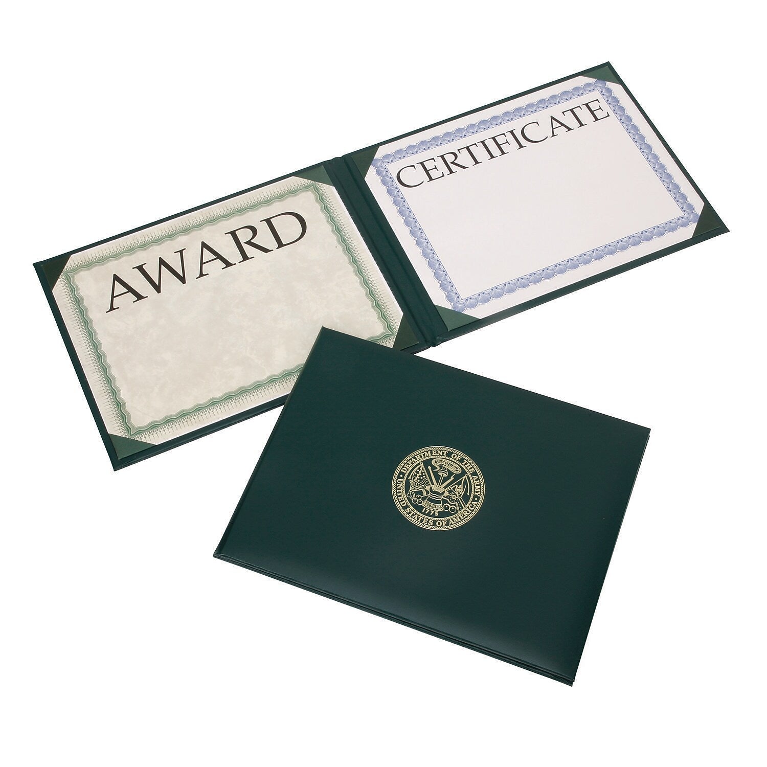 AbilityOne SKILCRAFT Awards Certificate Holders, 11.62" x 9.12", Green/Gold (7510017146628)
