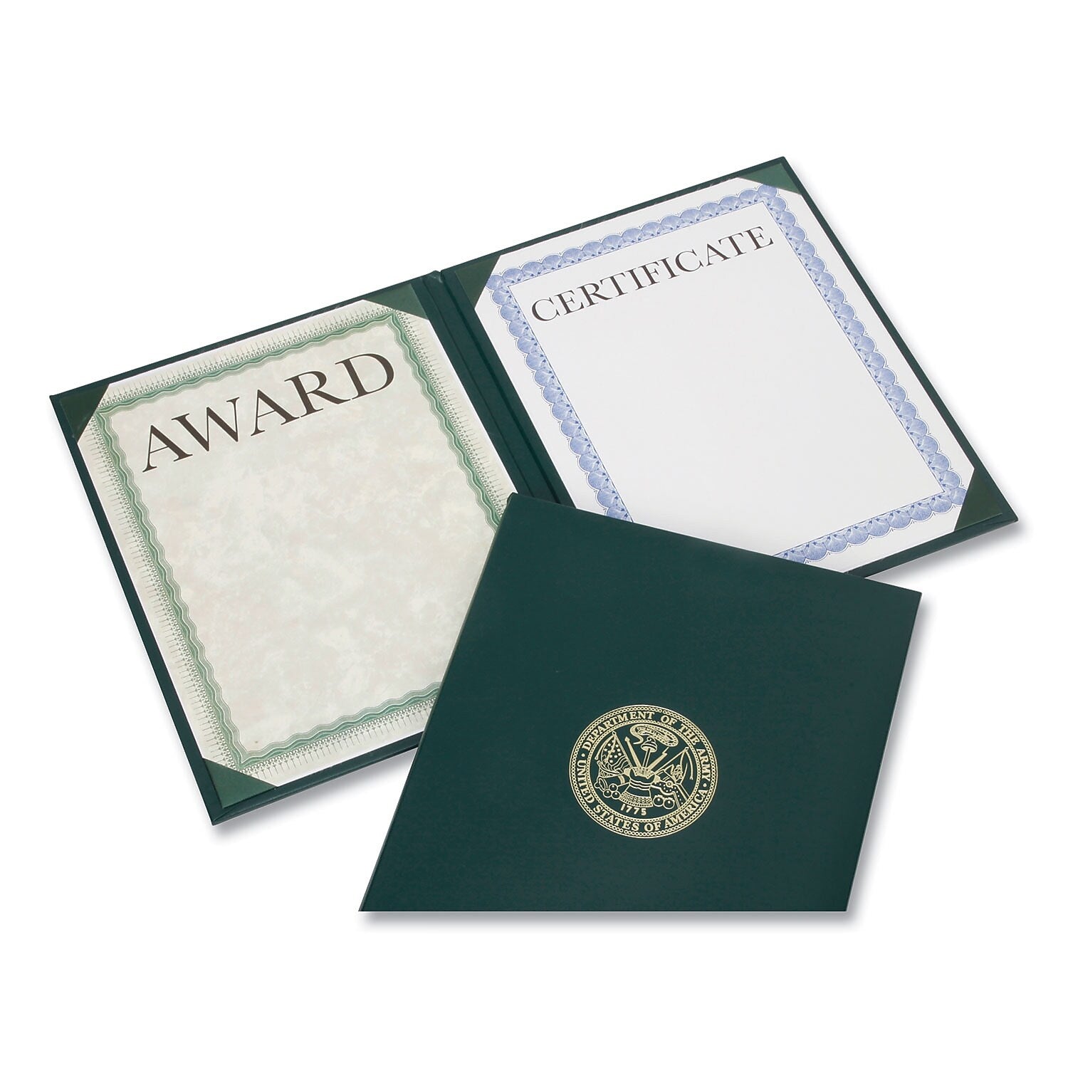 AbilityOne SKILCRAFT Awards Certificate Holders, 9.12" x 11.62", Green/Gold (7510017146627)