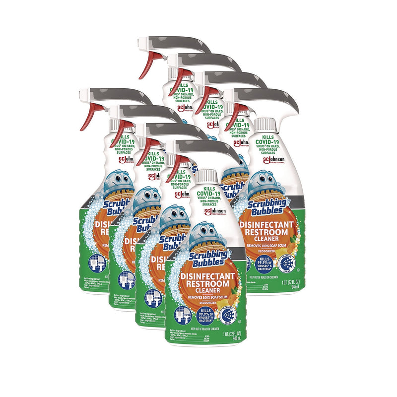 Scrubbing Bubbles Disinfecting Restroom Cleaner, Citrus Scent, 32 oz., 8/Carton (334879)