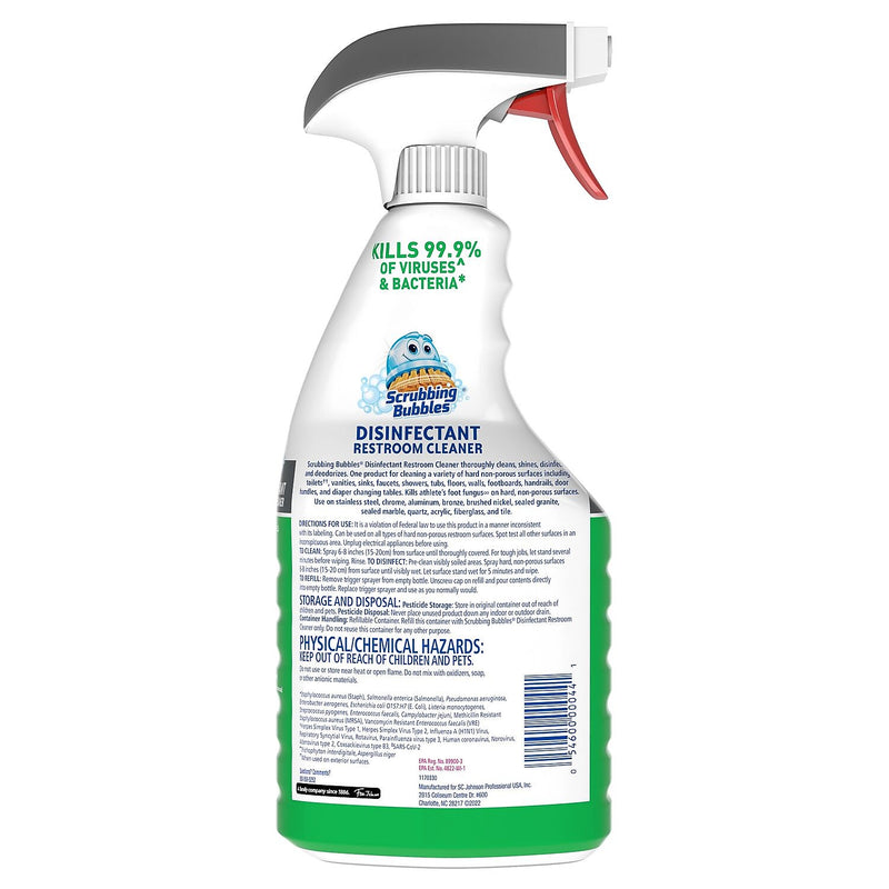 Scrubbing Bubbles Disinfecting Restroom Cleaner, Citrus Scent, 32 oz., 8/Carton (334879)