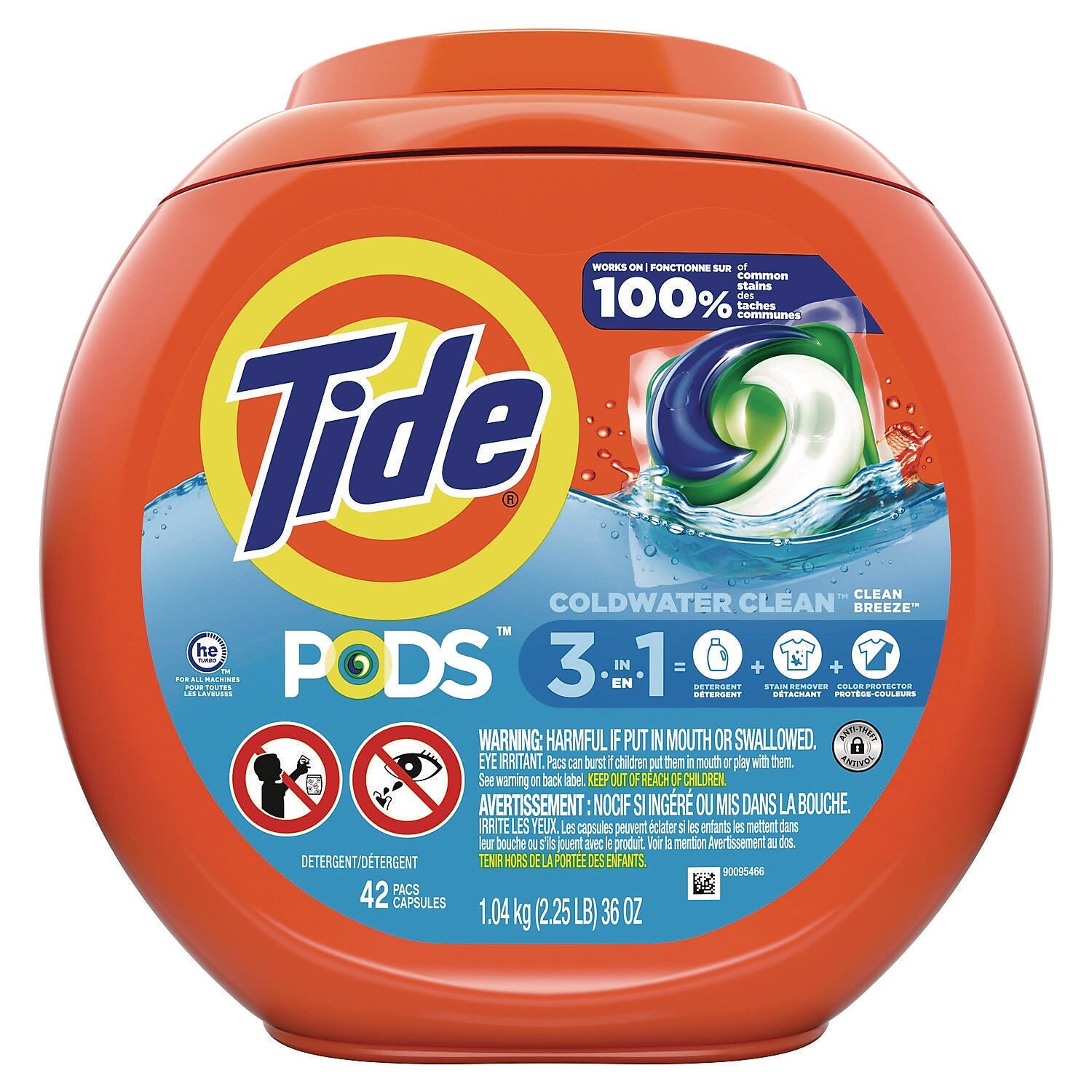 Tide PODS HE Laundry Detergent Capsule, Clean Breeze Scent, 36 oz., 42 Capsules, 4/Carton (80367521)