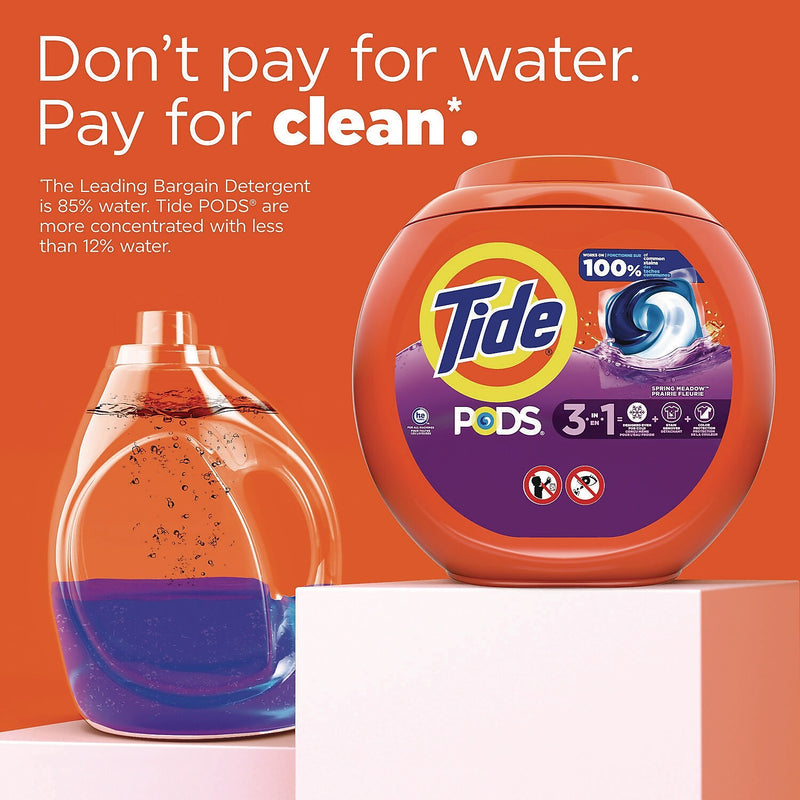 Tide PODS HE Laundry Detergent Capsule, Spring Meadow Scent, 66 oz., 76 Capsules, 4/Carton (80735047)