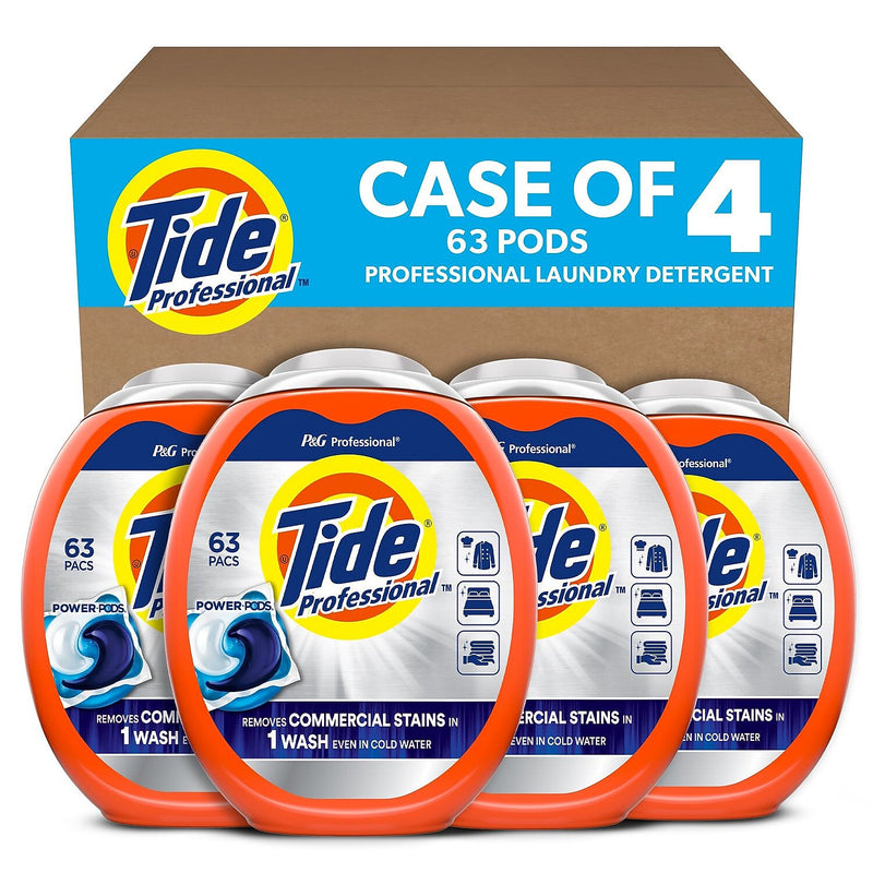 Tide Professional Power PODS Laundry Detergent Capsule, Clean Scent, 94.5 oz., 63 Capsules, 4/Carton (80782762)