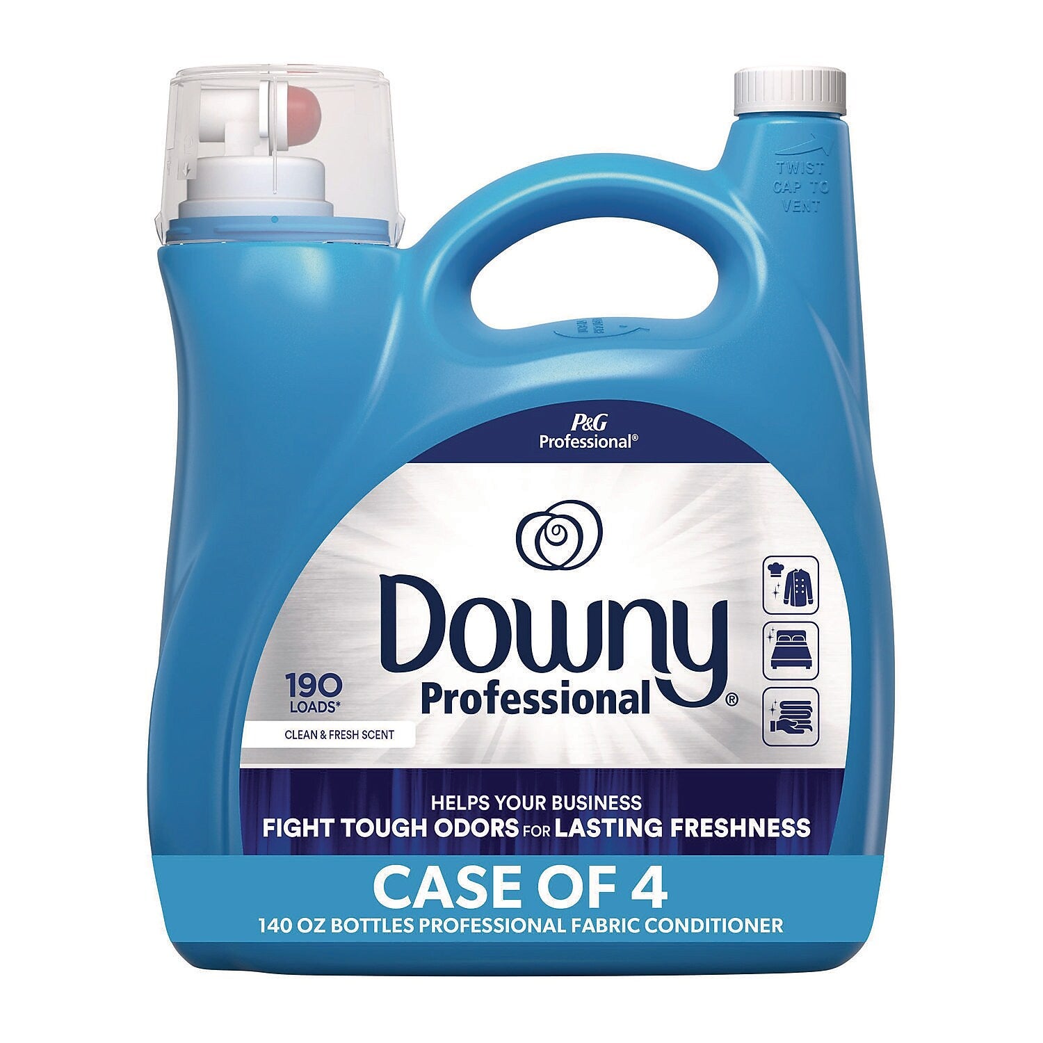 Downy Professional Liquid Fabric Softener, Clean and Fresh Scent, 190 Loads, 140 oz., 4/Carton (80782763)
